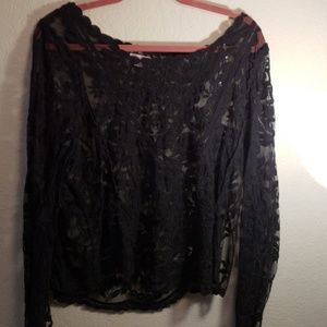 Xhilaration sheer long sleeve flowy blouse XXL